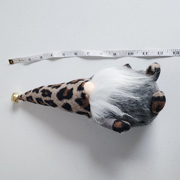 GNOME in Animal Print Leopard Cheetah Holiday Plush Gnome by 34th & Pine w/ Bell - Picture 6 of 6
